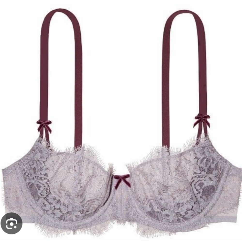 Victoria's Secret Dream Angels Purple Lace Bra Push Up Without Padding Size 32D